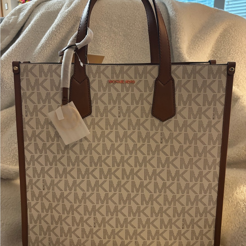 Michael Kors Brown and Cream Briefcase